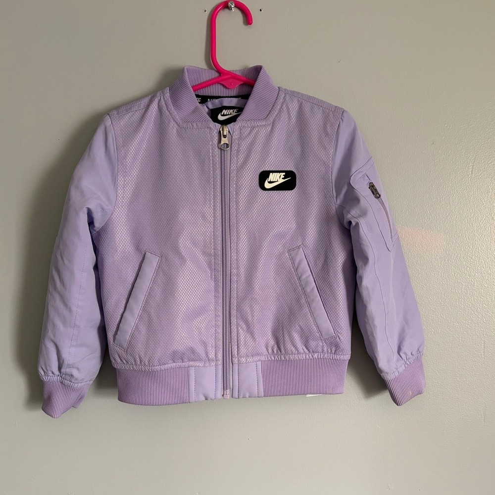 Nike Kids Lavender Purple Bomber Jacket Mesh Overlay Full Zip 3T F253-P33